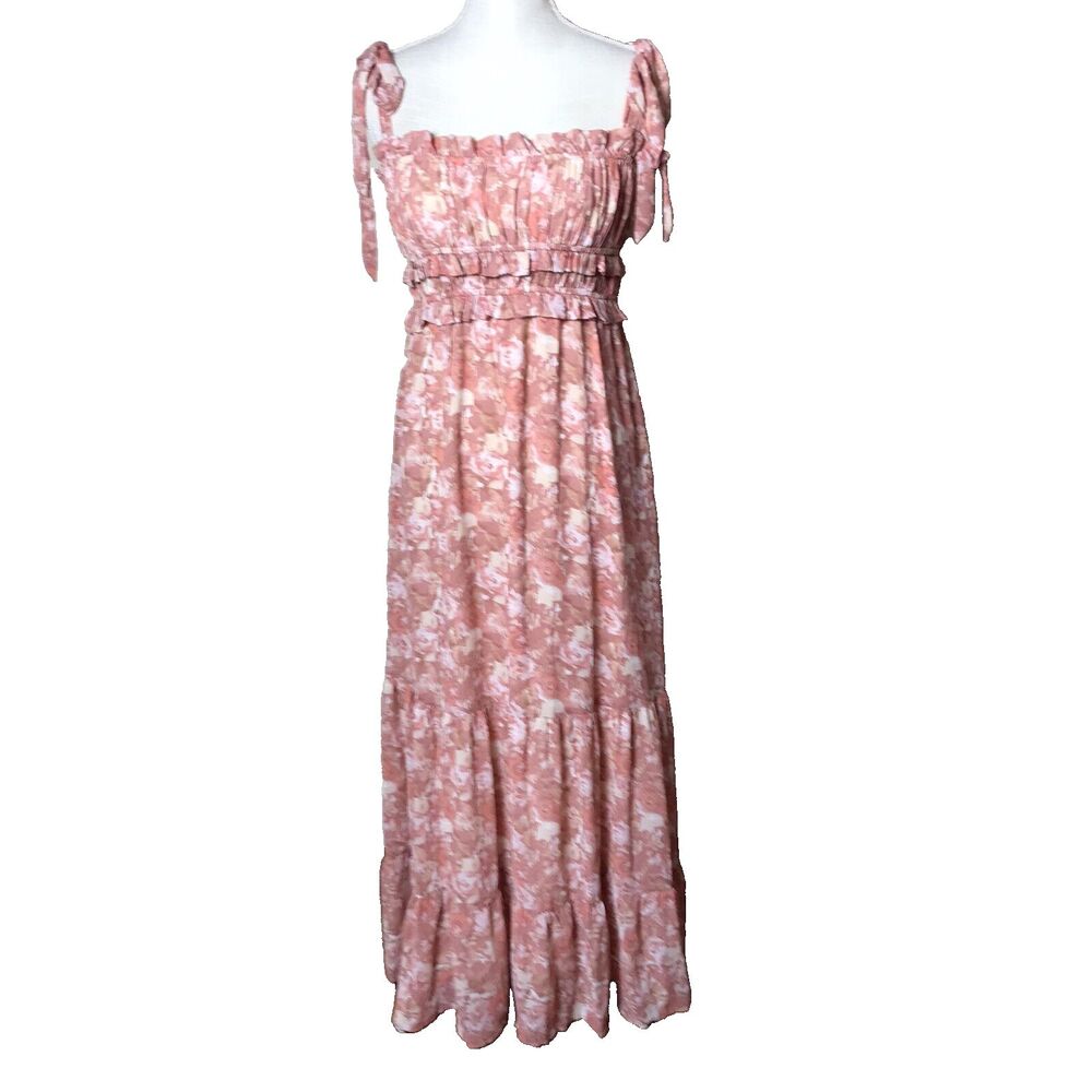 ASTR the Label Woman's Coral Rust Floral Halter Dress With Shoulder Straps Sz S
